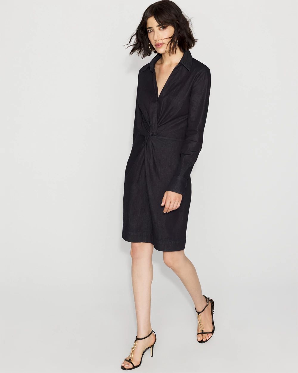 Twist Front Denim Mini Dress