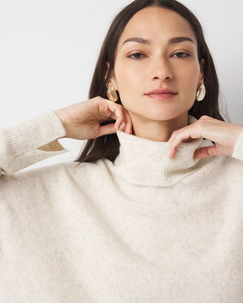 Asymmetrical Hem Turtleneck Sweater