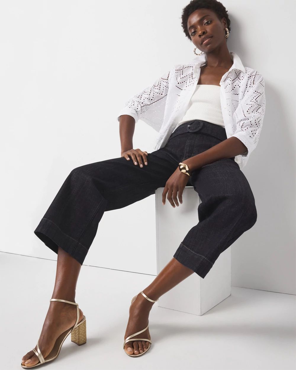 Extra High-Rise Belted Wide Leg Cropped Jean