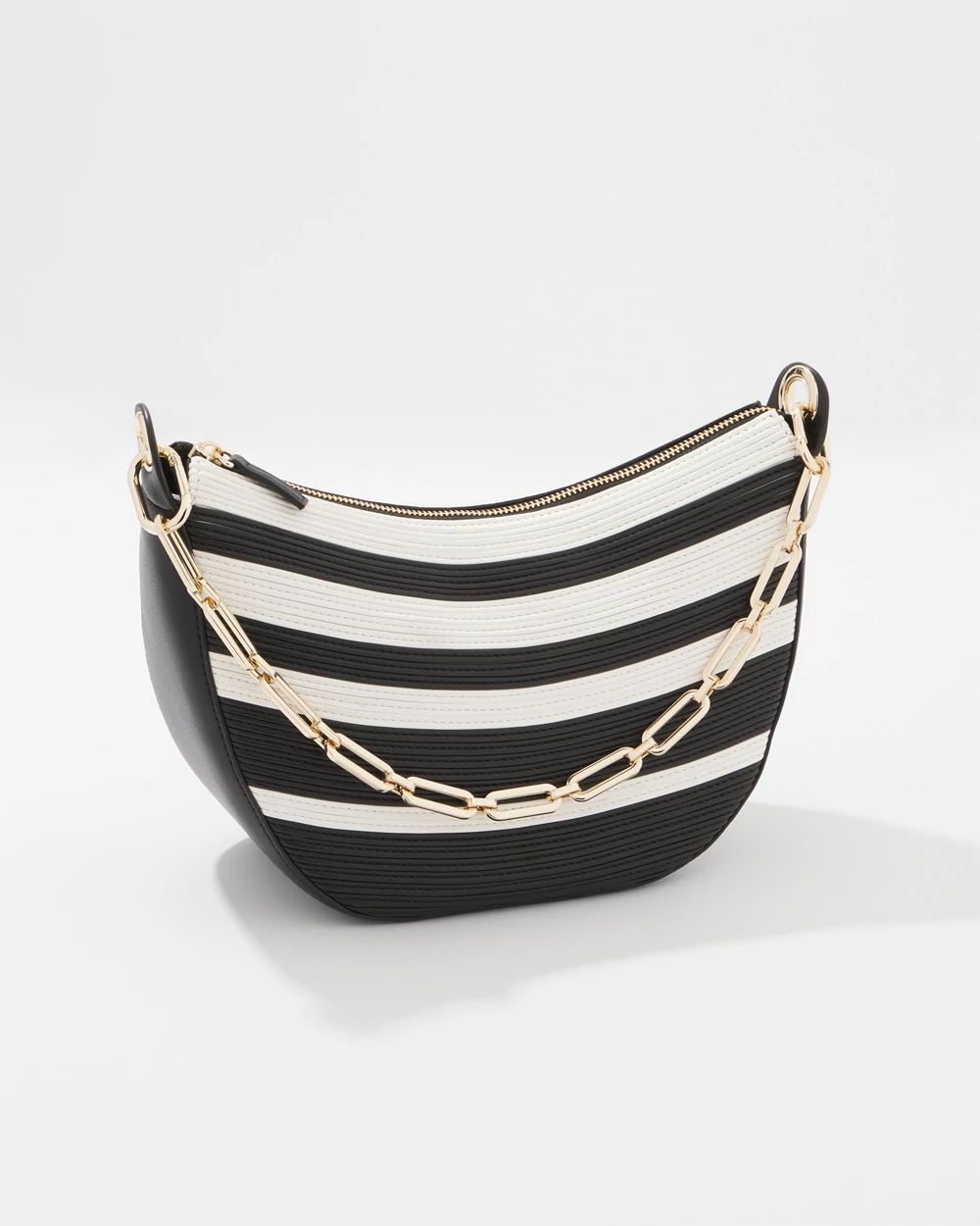 Black + White Crescent Shoulder Bag