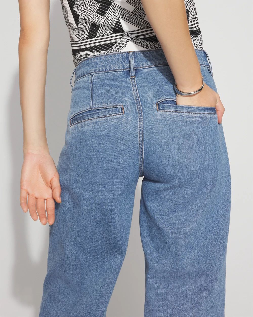 High-Rise Pleated + Belted Wide-Leg Jean