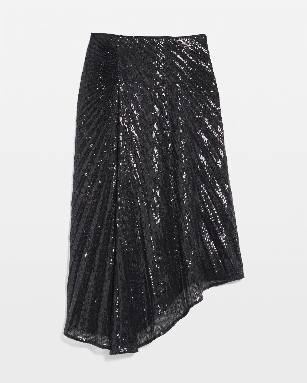Petite Sequin Pleated Asymmetrical Skirt