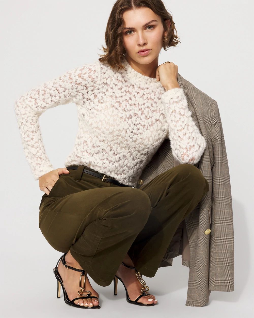 Textured Lace Mockneck Top