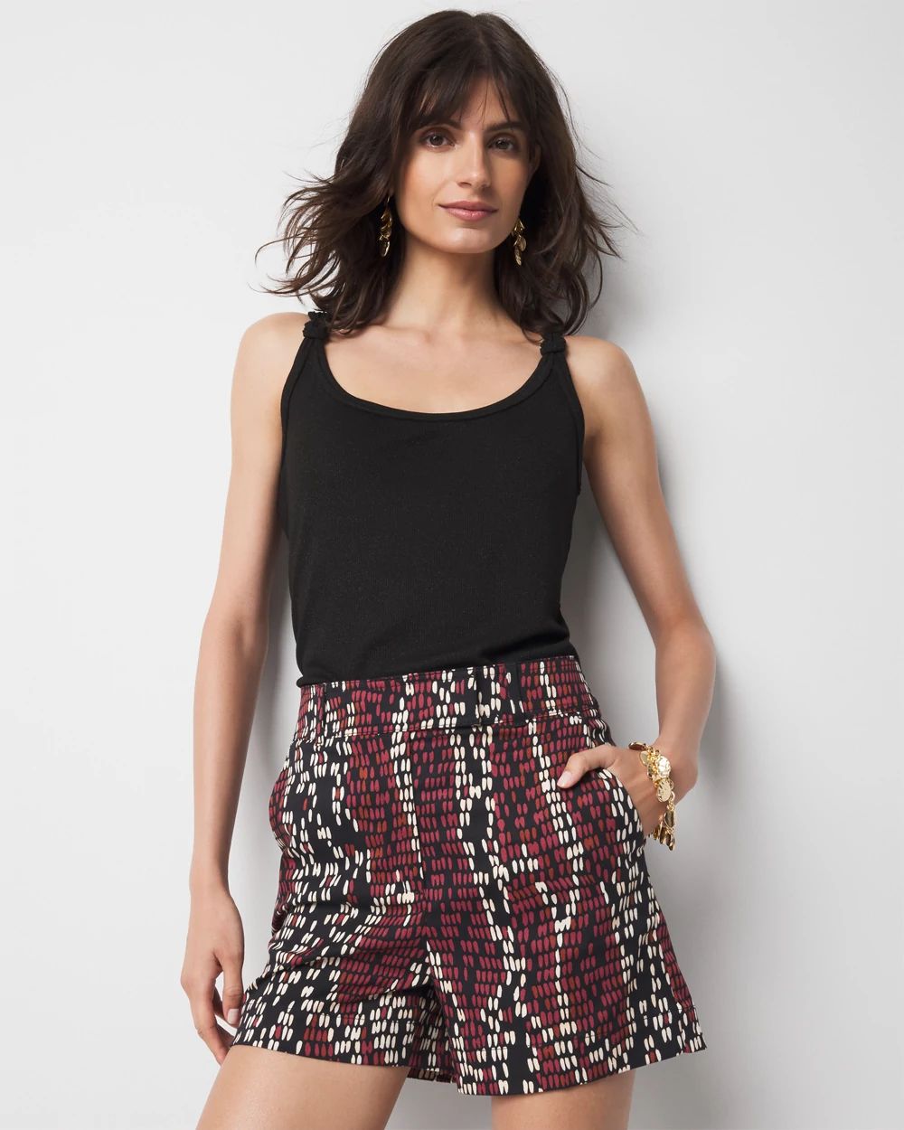 Metallic Knotted Shoulder Tank