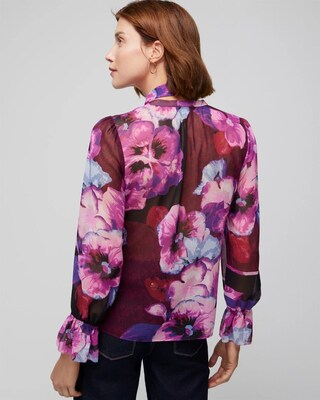 Long Sleeve Tie Neck Blouse click to view larger image.