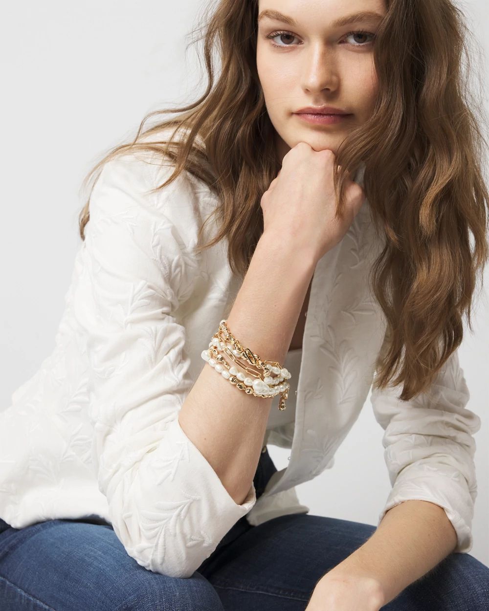 Gold + Pearl Multiple Strand Bracelet