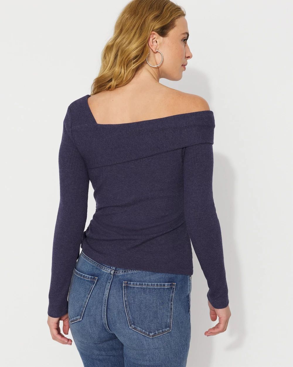 Side Ruched Rib Snit Top