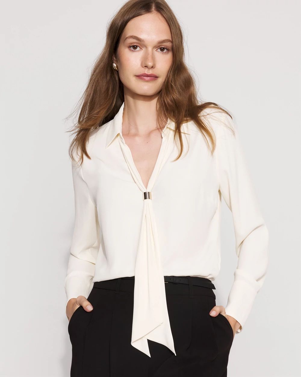 Tie-Detail Crepe Blouse