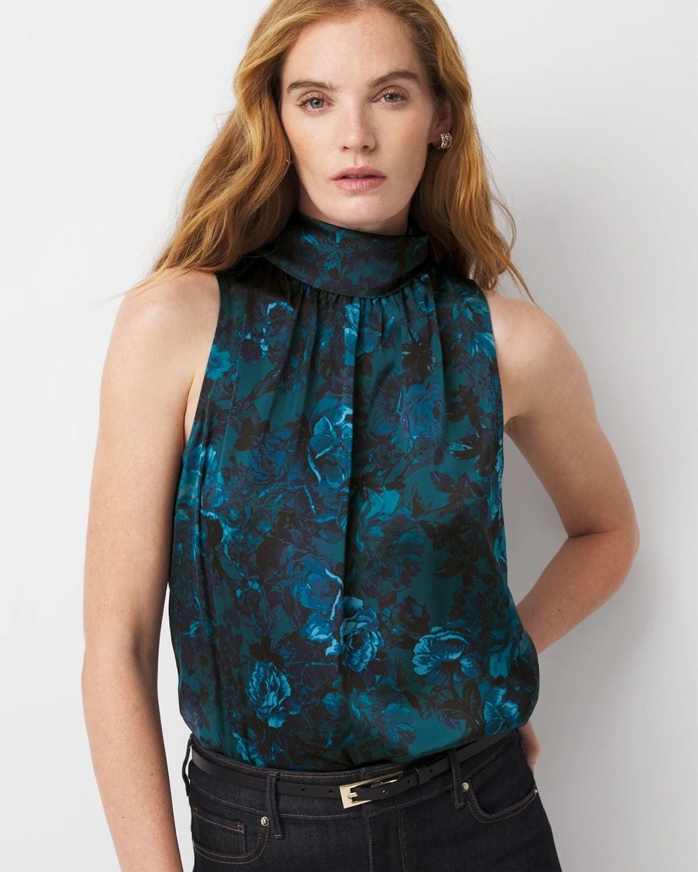 Bow Back Satin Halter Blouse