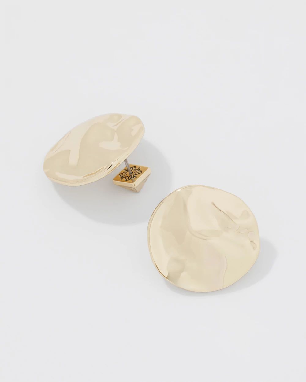 Gold Hammered Disc Stud Earrings