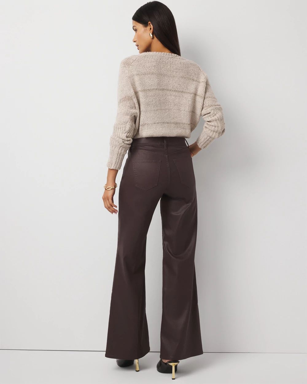 Coated Denim High Rise Wide Leg Jean