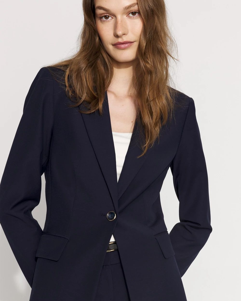 Belted One-Button Blazer in Comfort Stretch