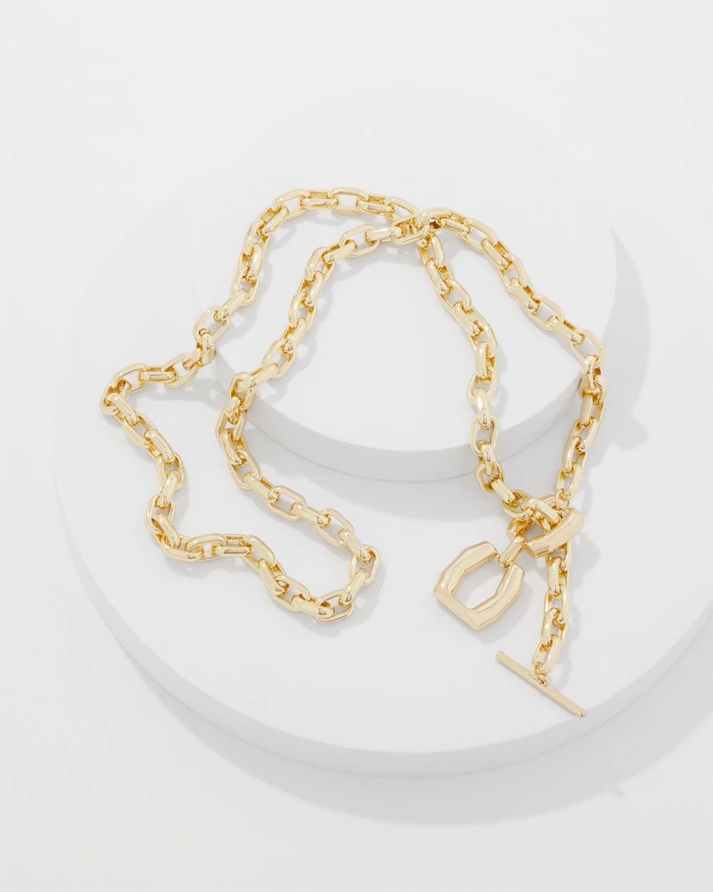 Gold Double Links Toggle Necklace