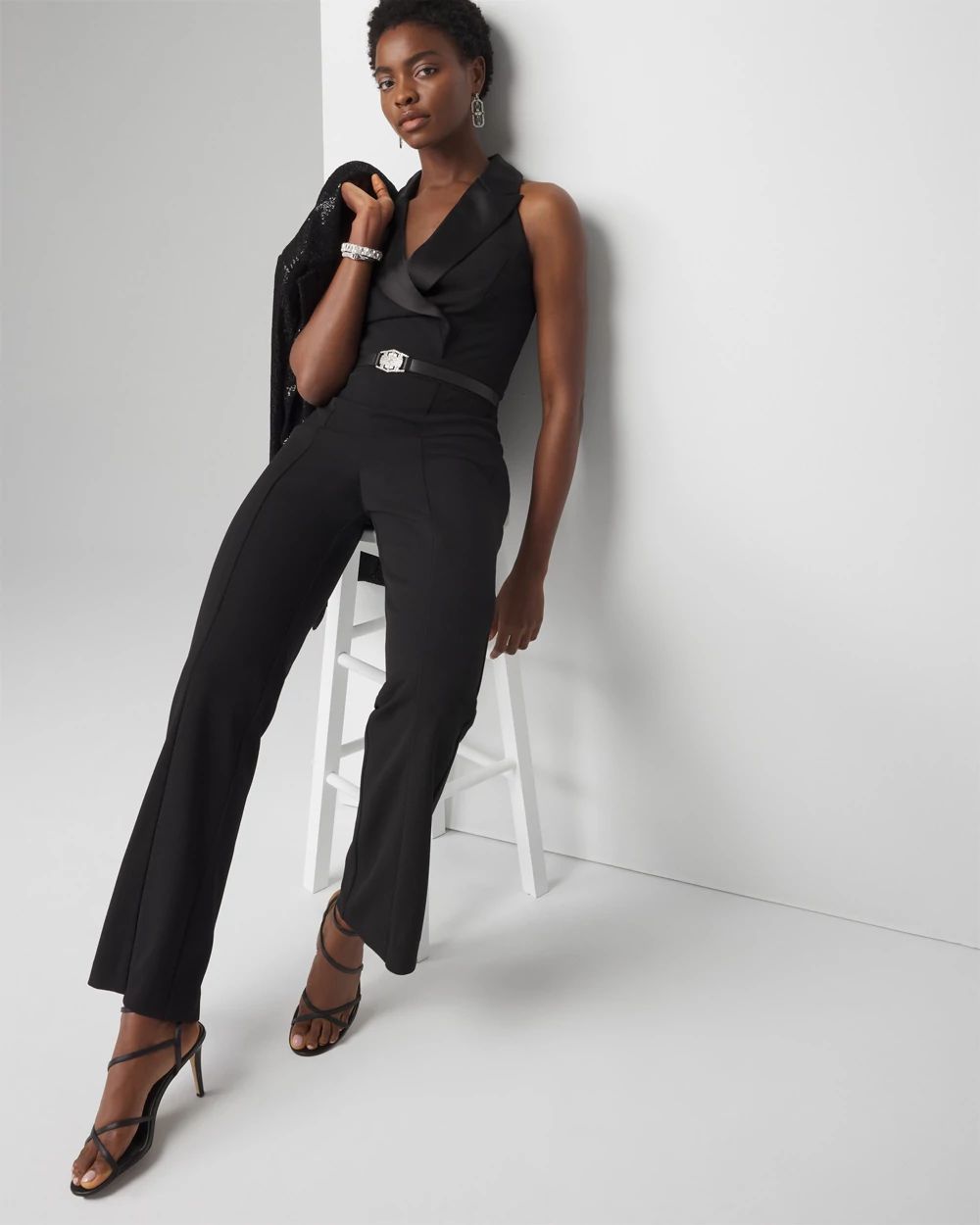 Petite Tuxedo Jumpsuit