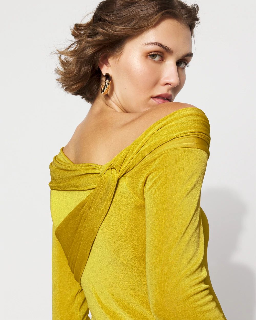 Draped Jersey Top with Twist Details