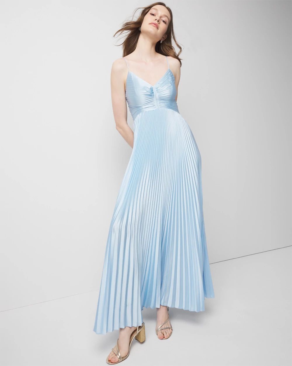 Satin Pleated Maxi Dress