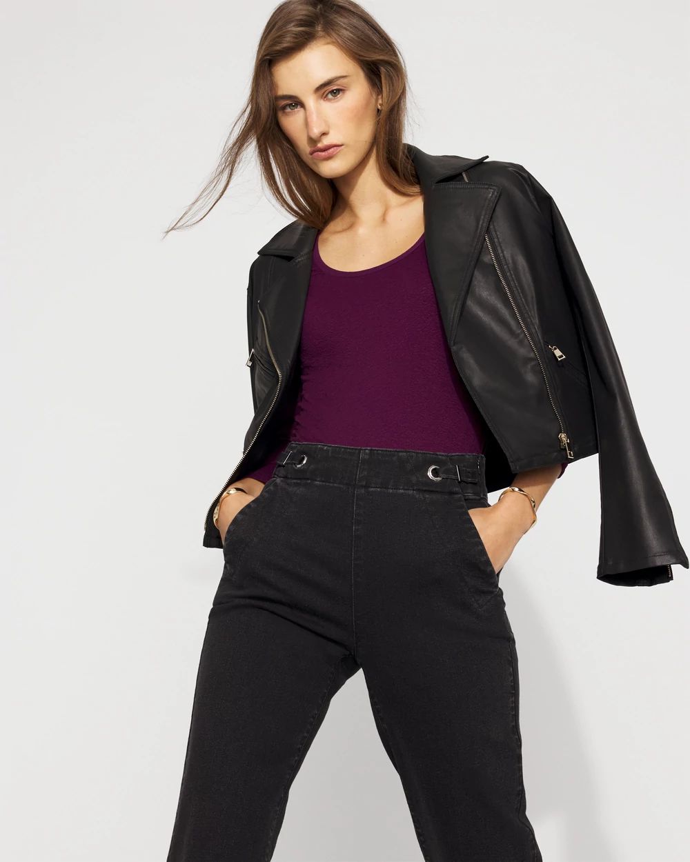 WHBM FORME™ Seamless Jacquard Scoop Neck Tee