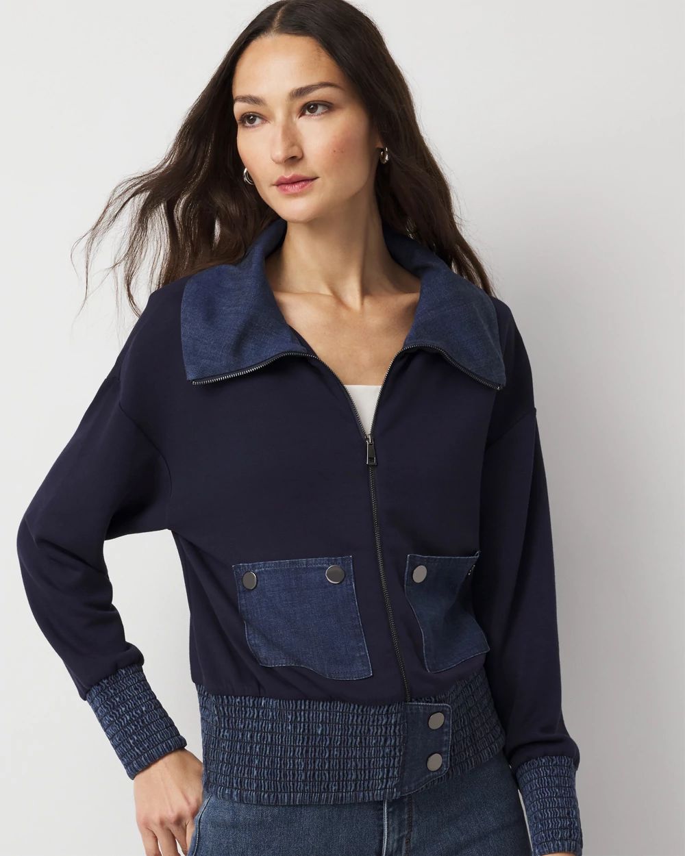 Denim Mix Knit Jacket
