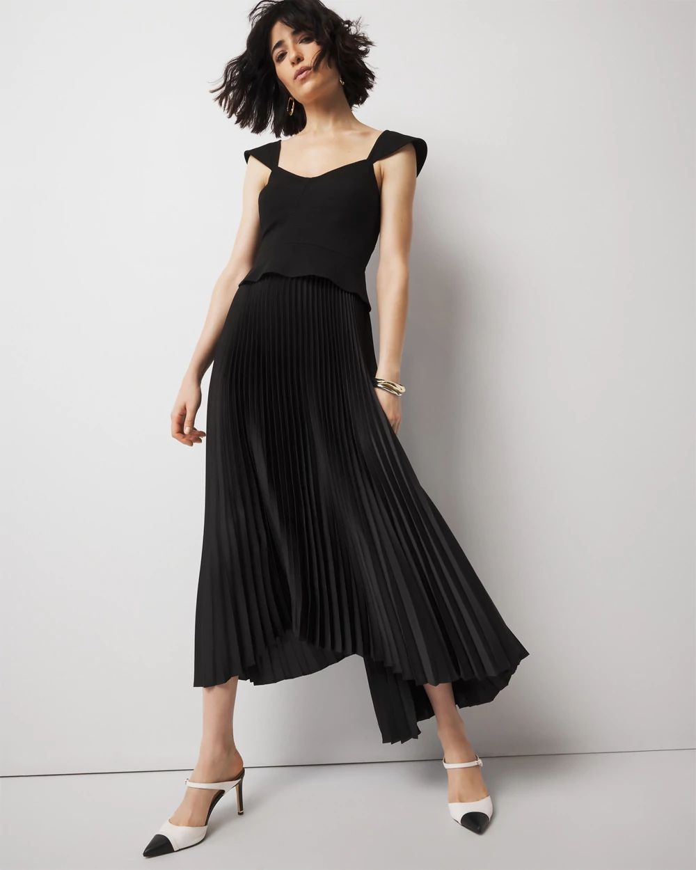 Corset Pleated Midi Dress