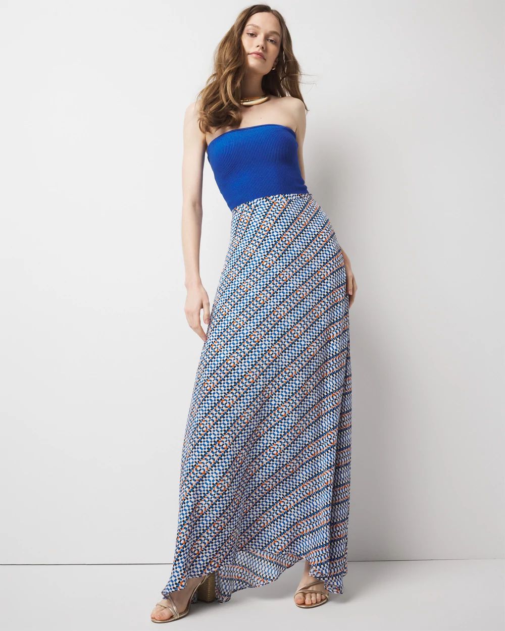 Geo Print A-Line Maxi Skirt