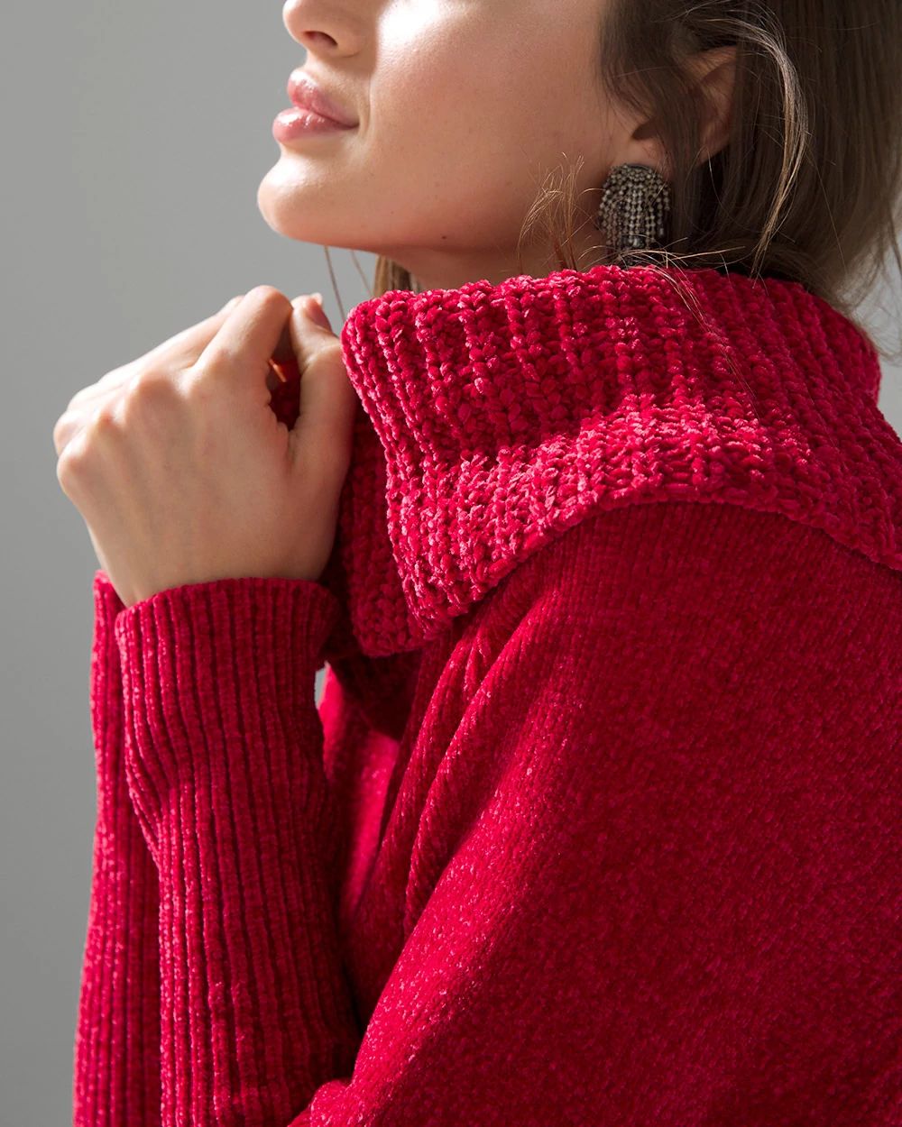 Cowl Neck Chenille Sweater