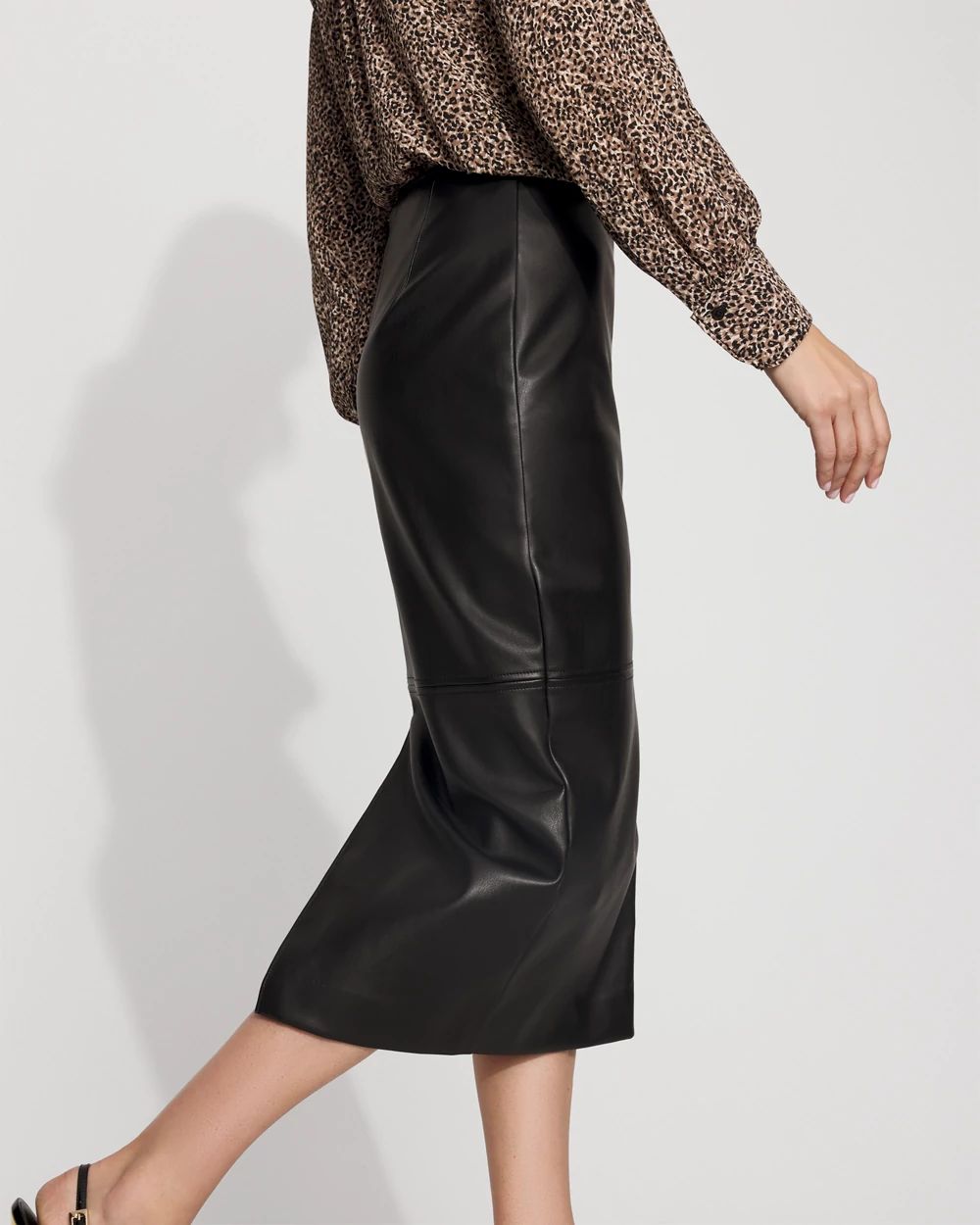 Faux Leather Midi Pencil Skirt