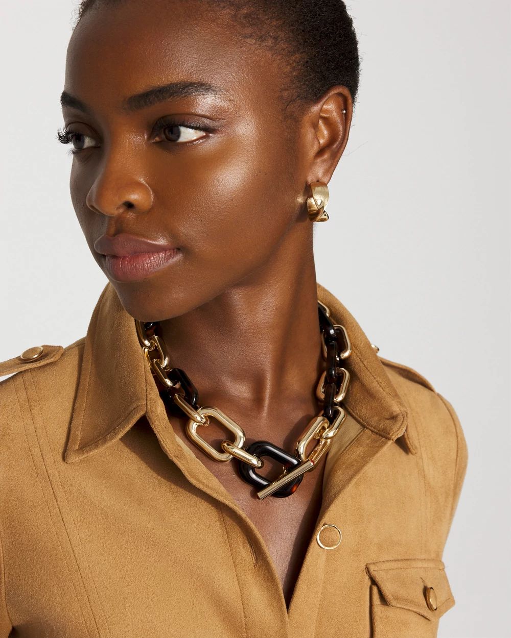 Gold and Tortoiseshell Link Toggle Necklace