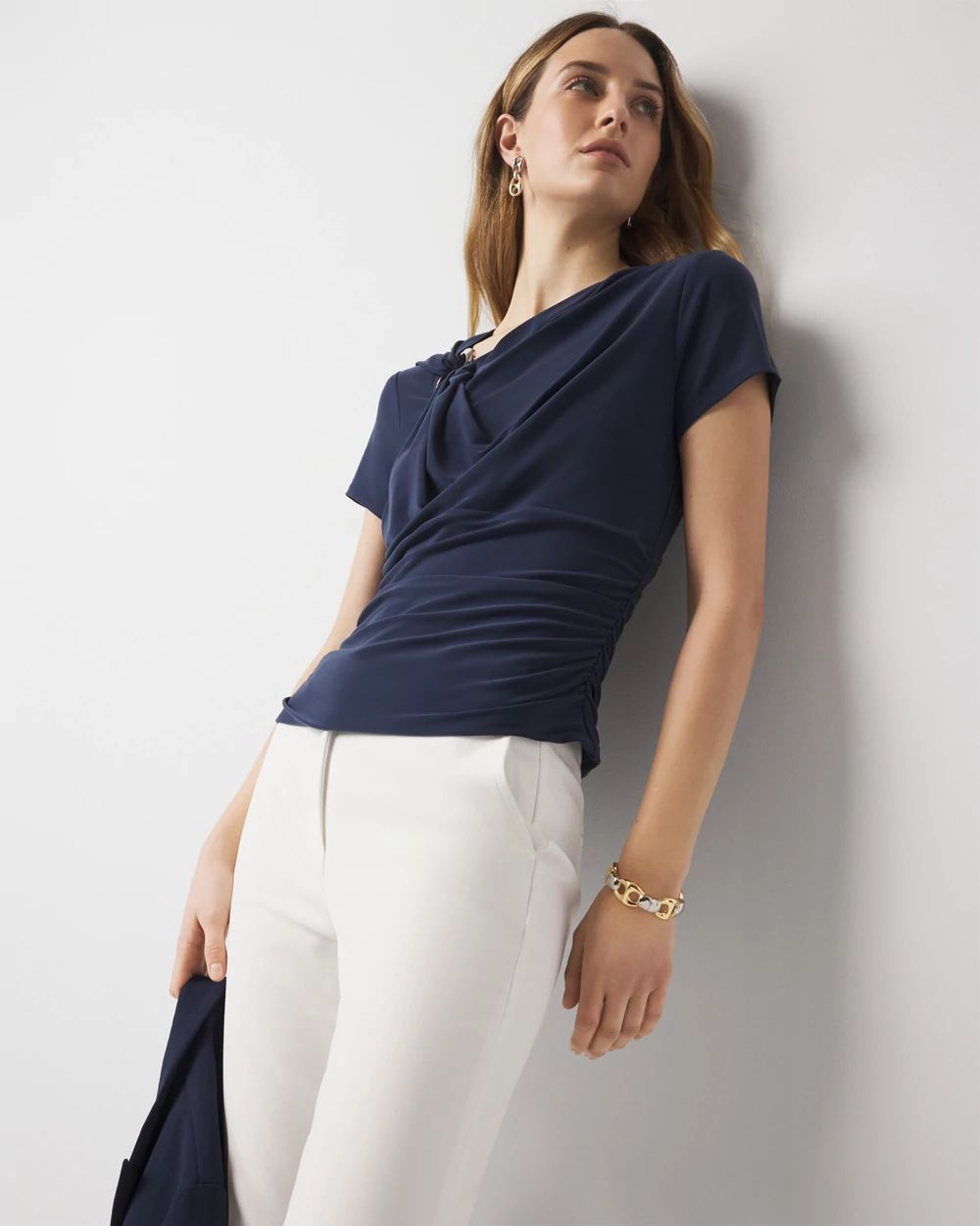Shoulder Detail Draped Top