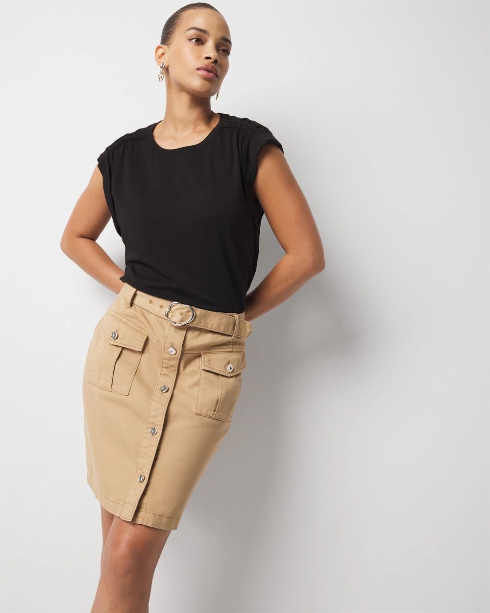 Belted Cargo Mini Skirt