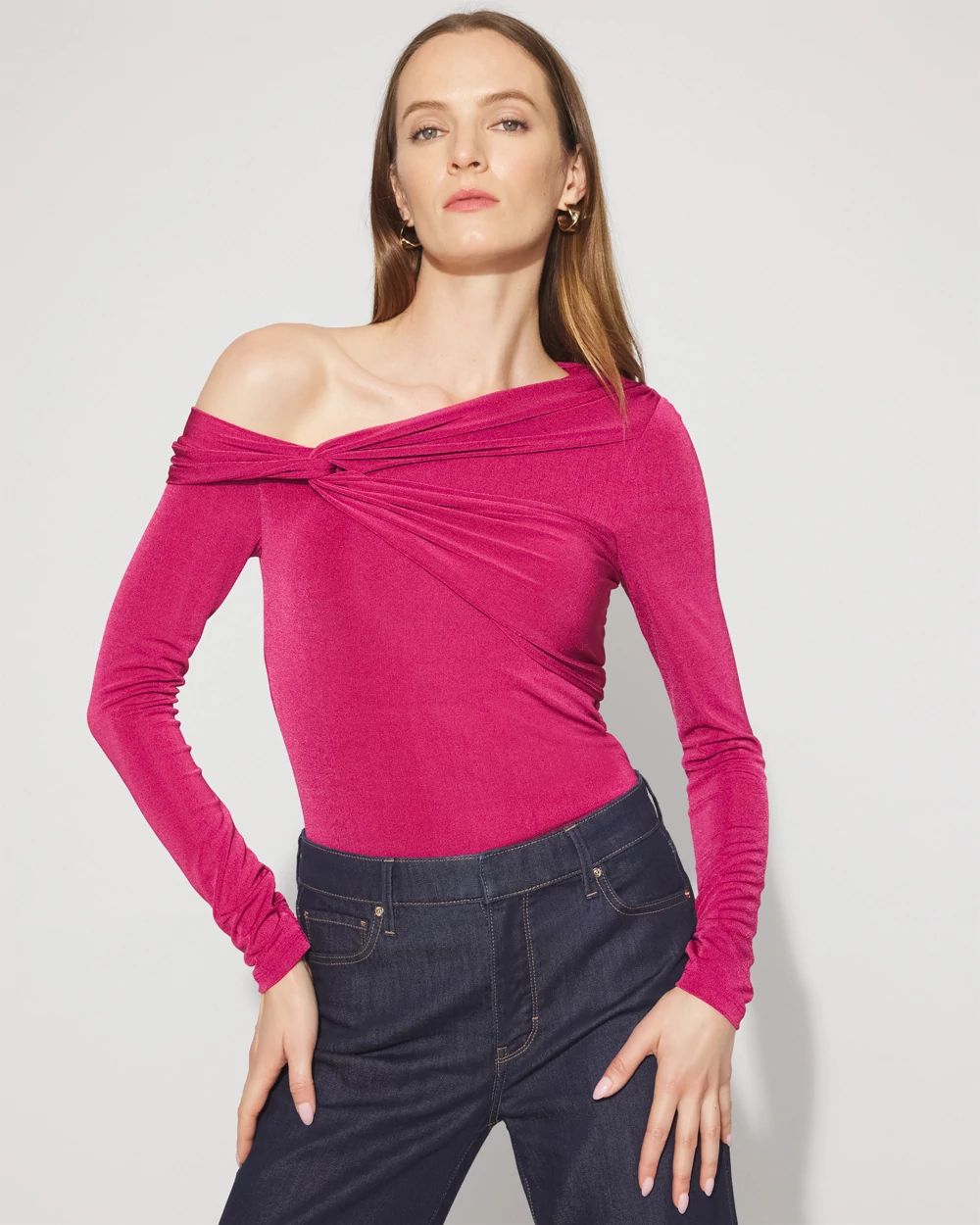 Draped Jersey Top with Twist Details