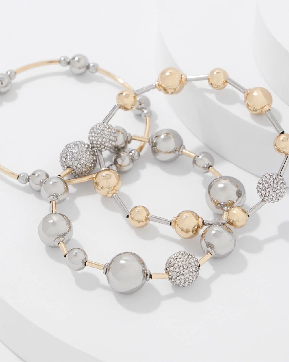 Ball Chain + Pavé 3-Pack Stretch Bracelets