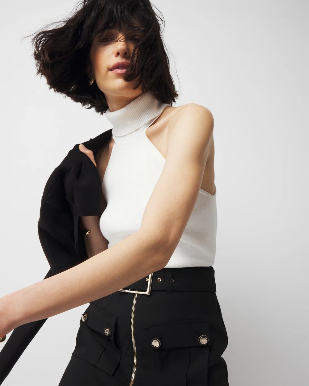 Petite Halter Turtleneck Sweater