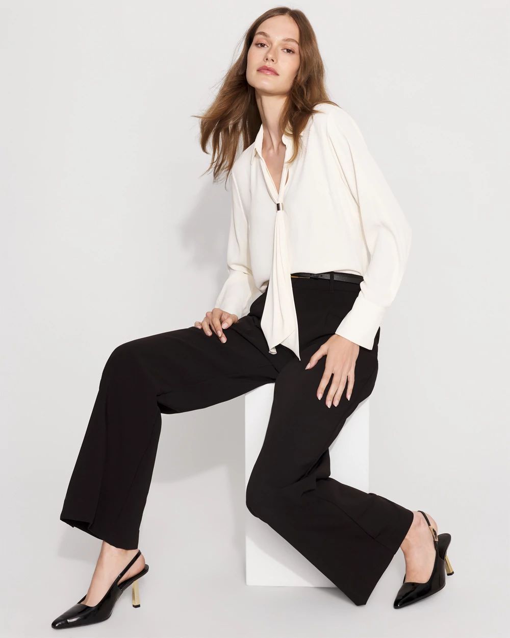 Petite Tie-Detail Crepe Blouse