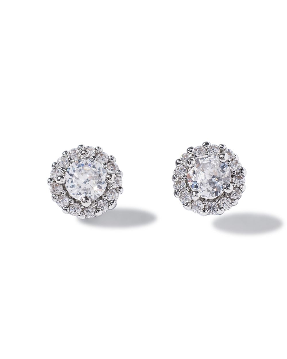CZ Halo Stud Earrings