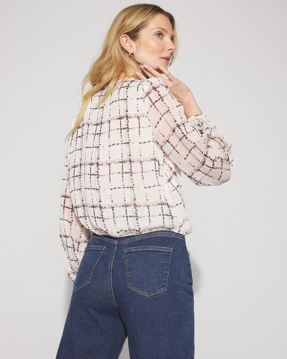 Crinkle Chiffon Surplice Blouse