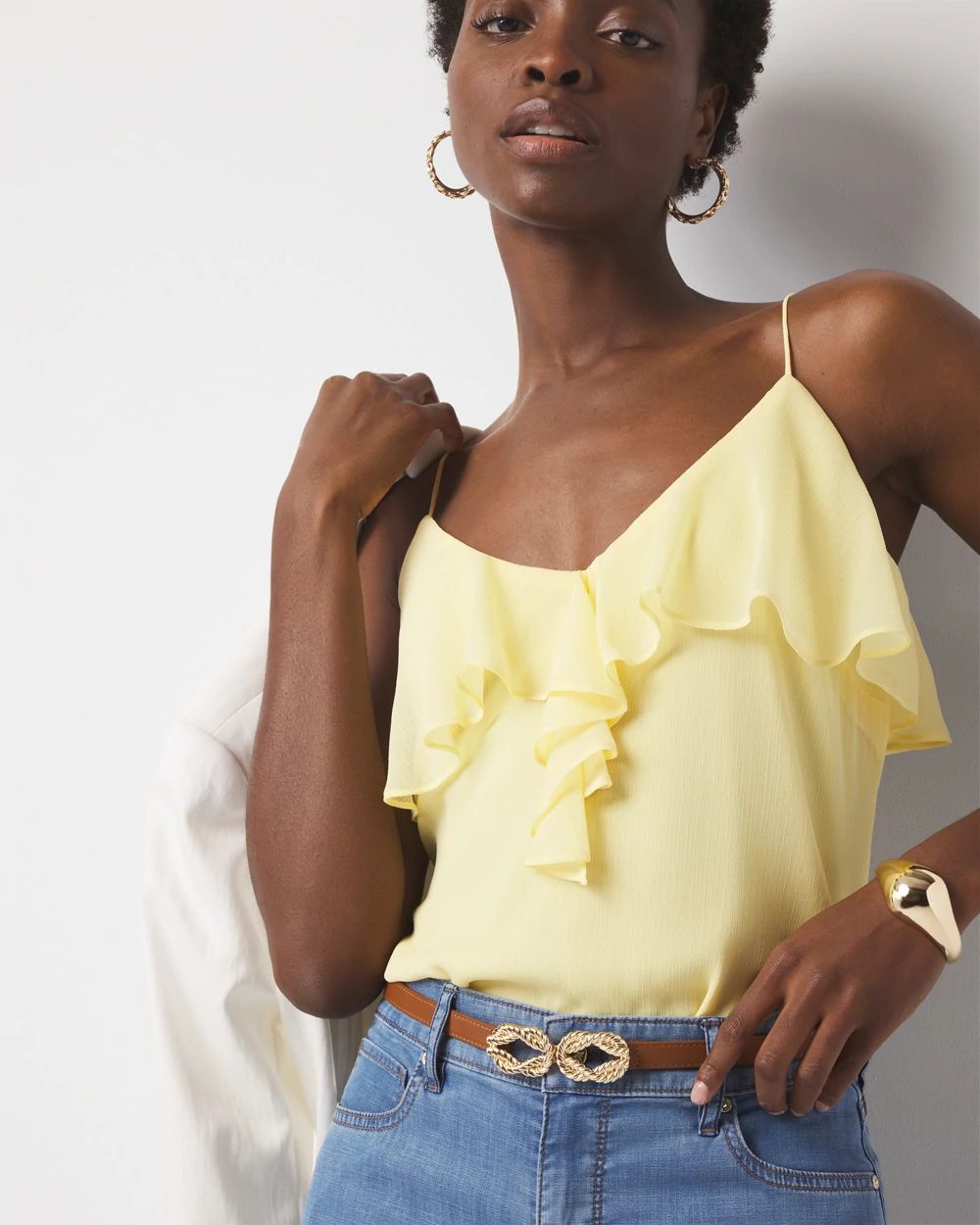 Skinny Belt with Gold Rope Buckle