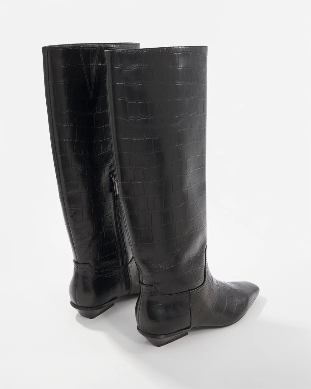 Leather Croc Riding Boot