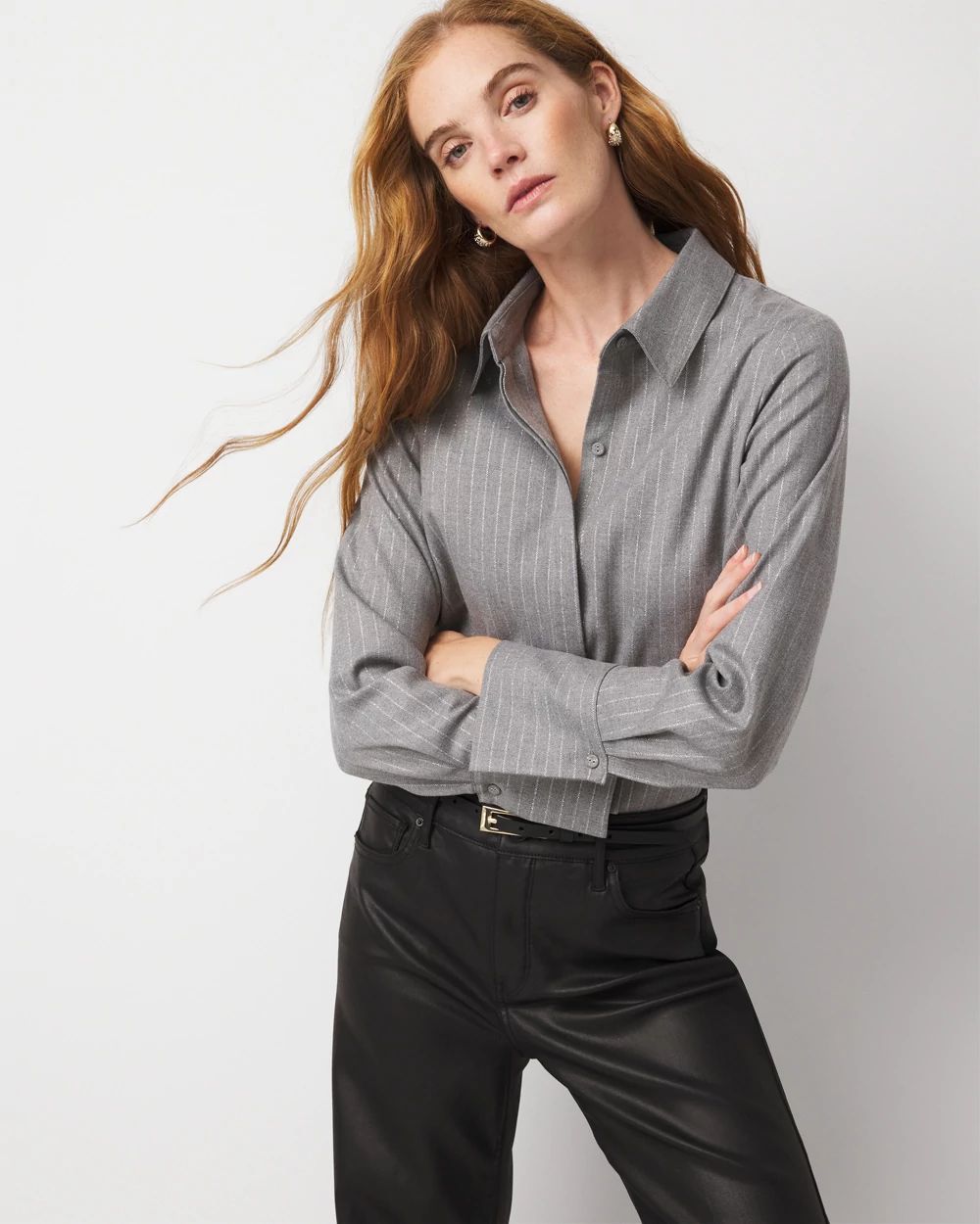 Pinstripe Tuxedo Cuff Shirt