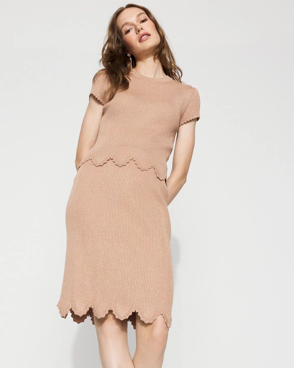 Scalloped Shimmer Sweater Skirt