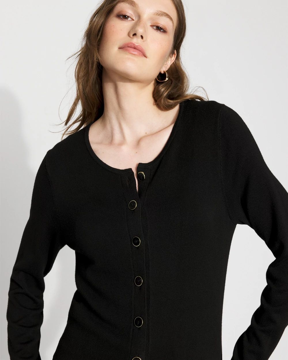 Button-Front Duster Cardigan Sweater