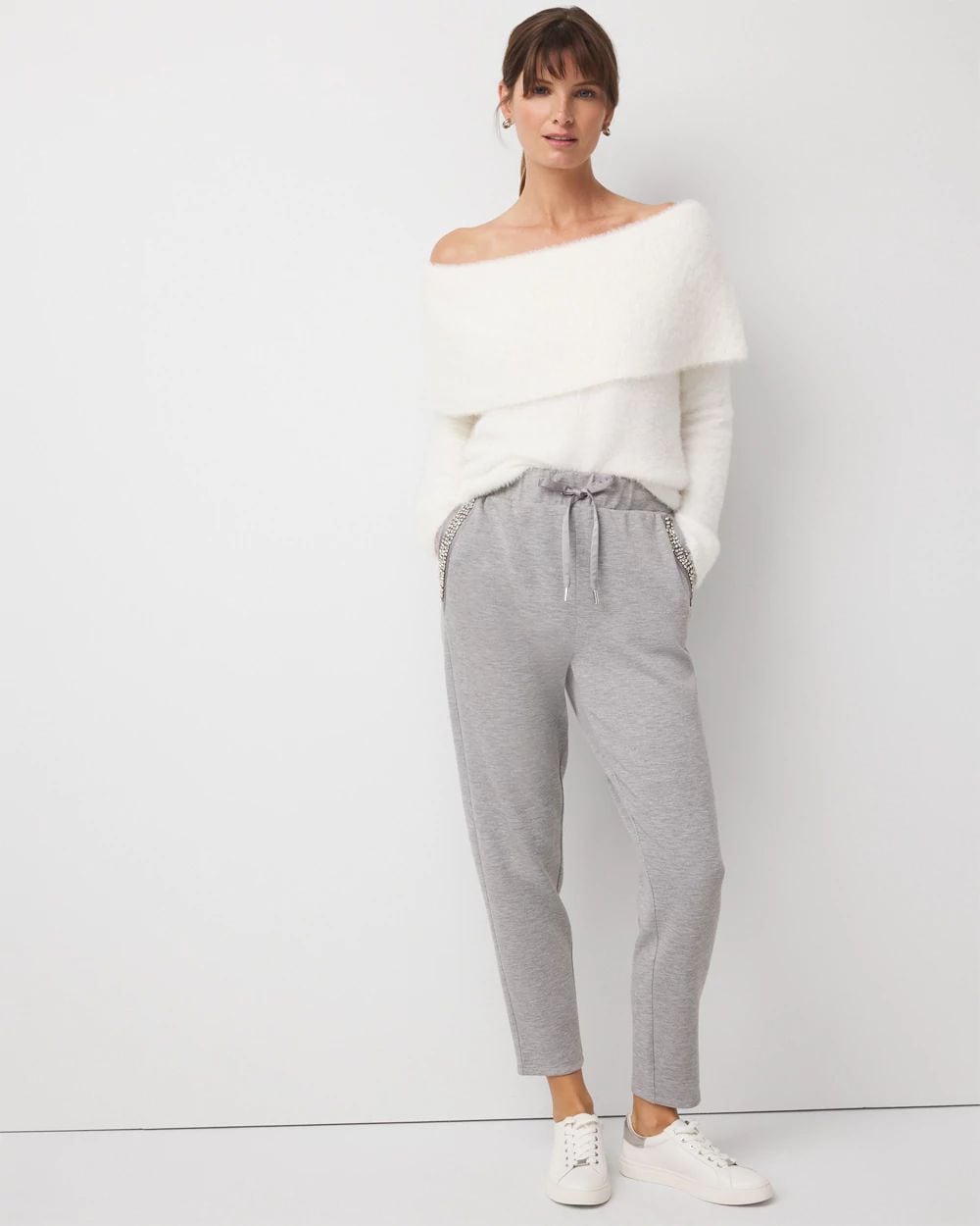 Embellished Satin Trim Jogger