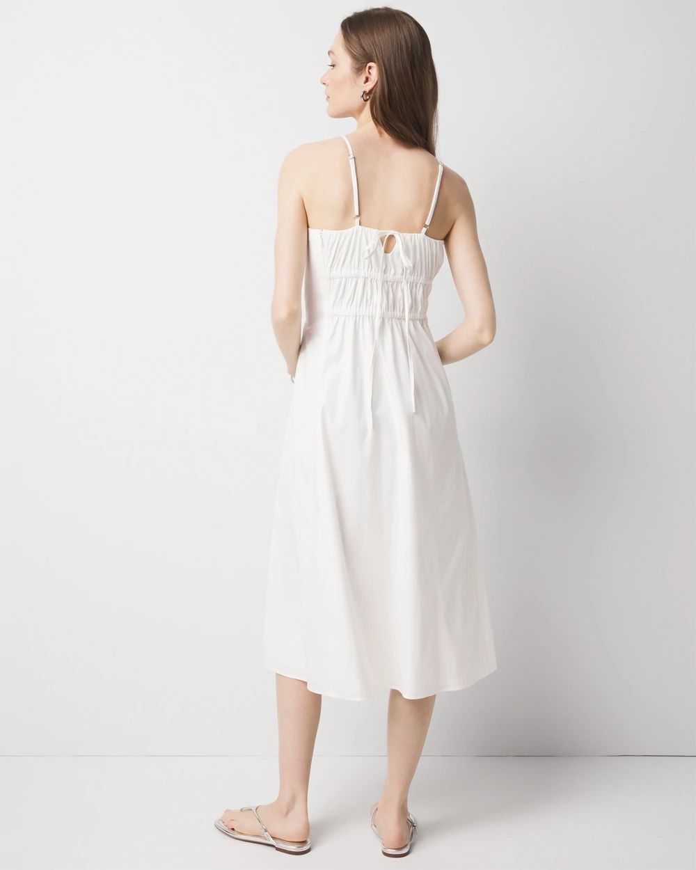 Poplin Tie Back Midi Dress