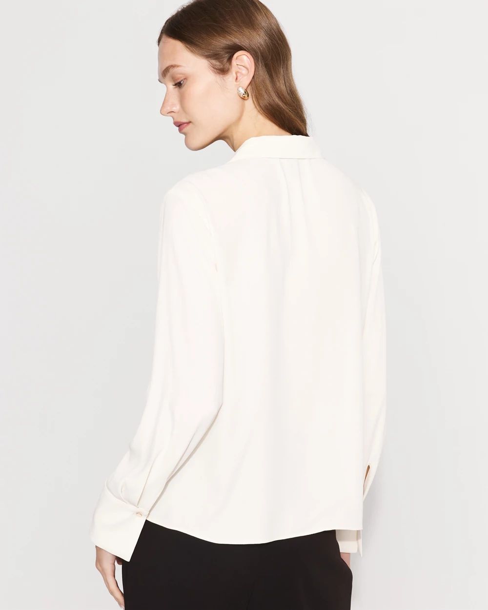 Petite Tie-Detail Crepe Blouse