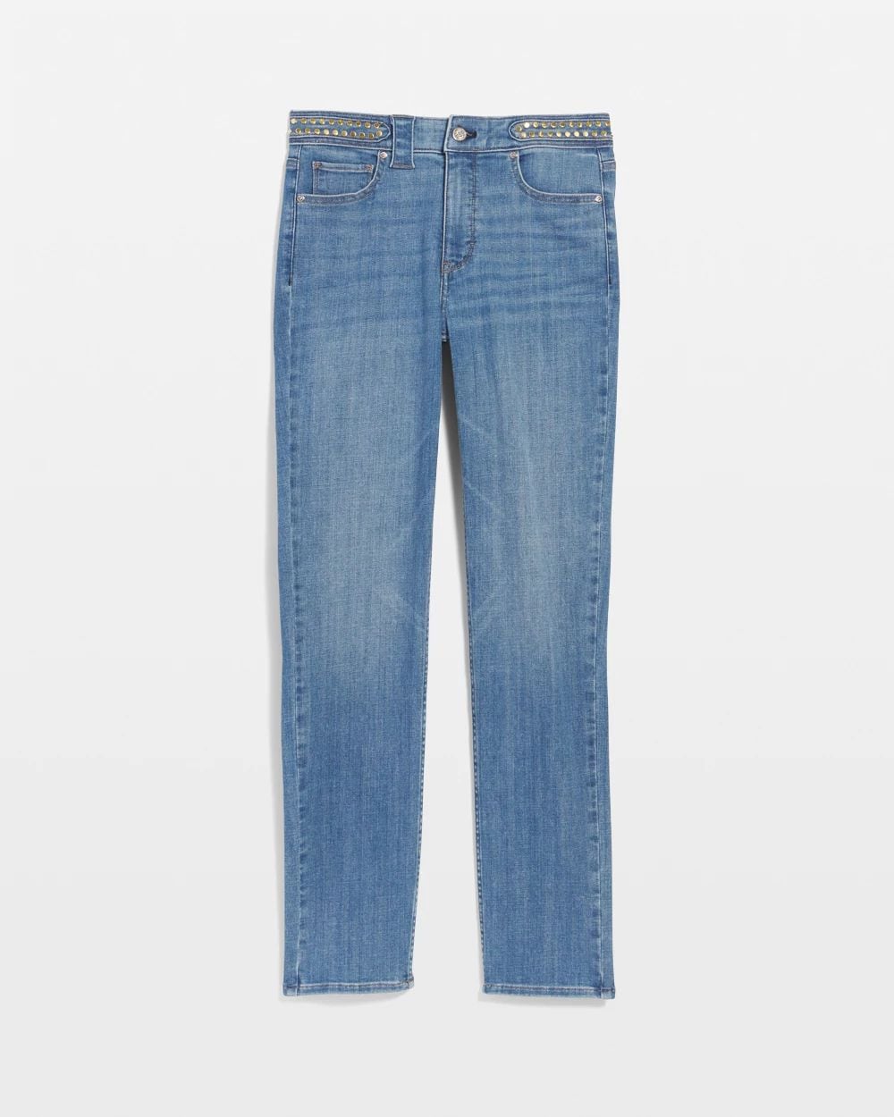 Studded Detail High-Rise Slim Cropped Jean