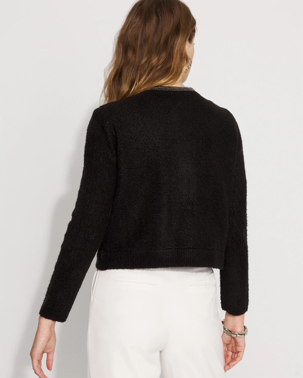 Embellished Tweed Sweater Jacket