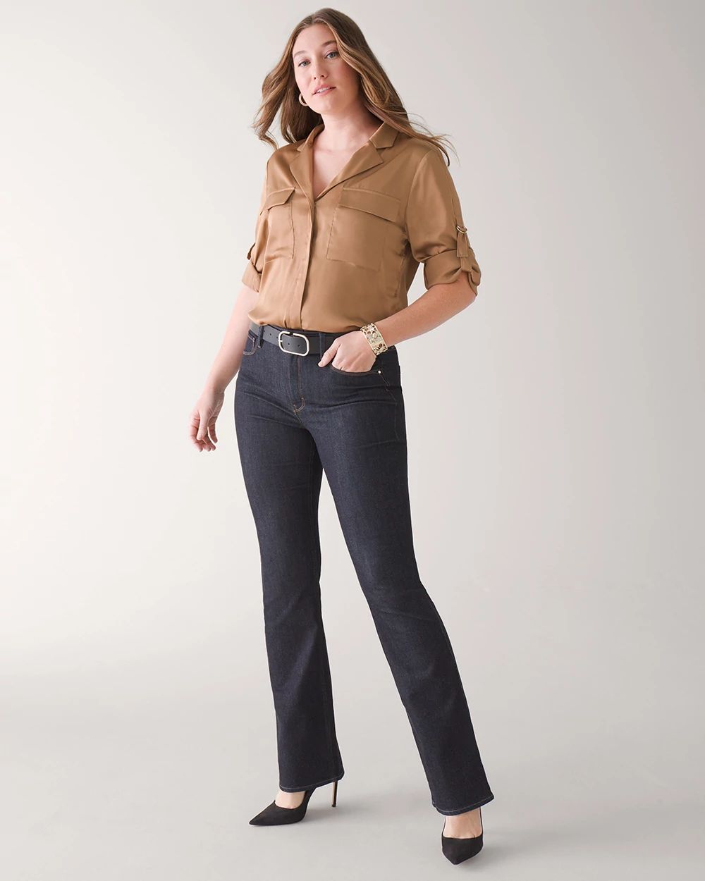 Curvy High-Rise Skinny Flare Jeans