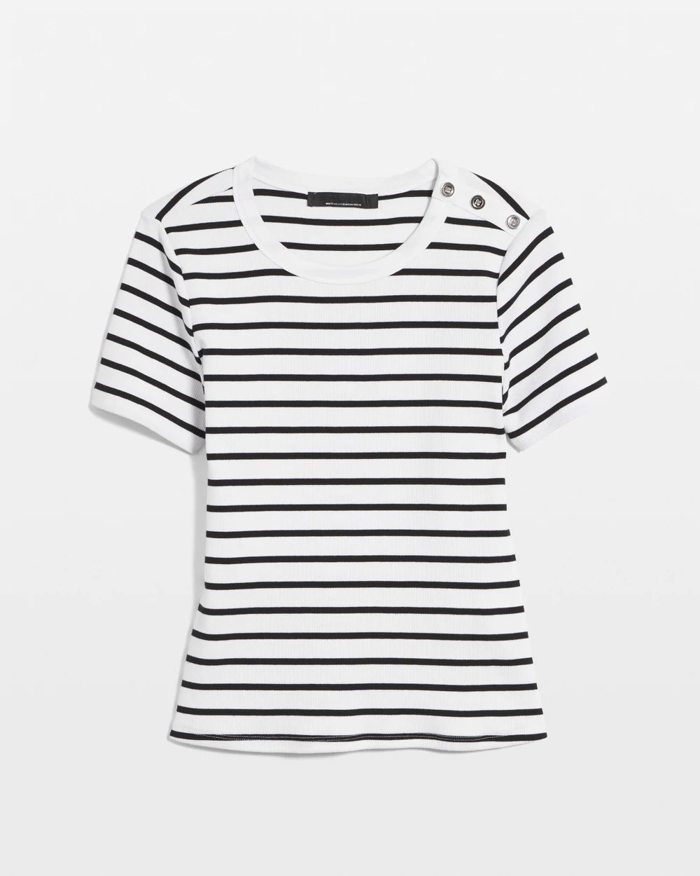 WHBM FORME™ Ribbed Stretch Button Shoulder Tee
