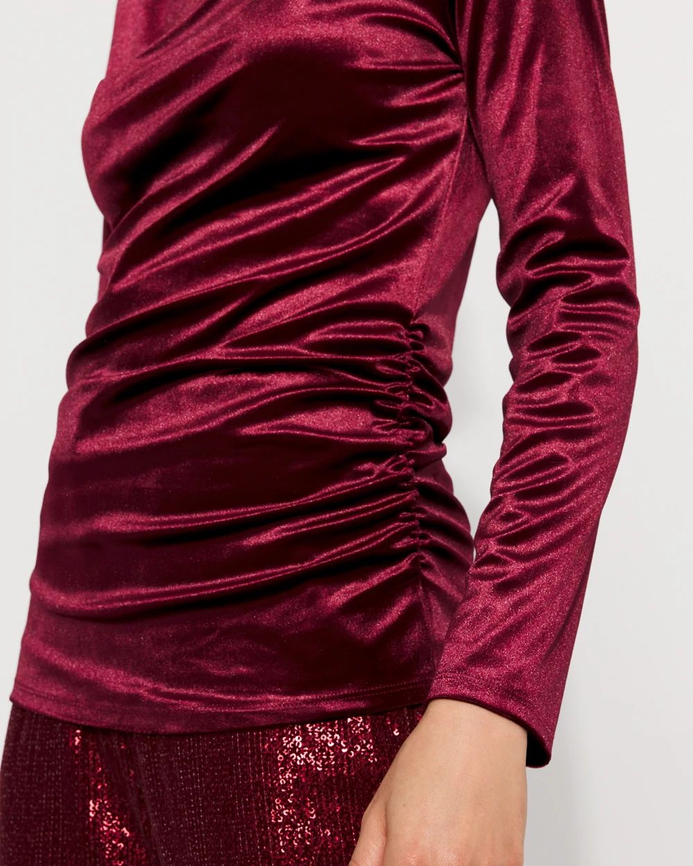 WHBM FORME™ Long Sleeve Velvet Top