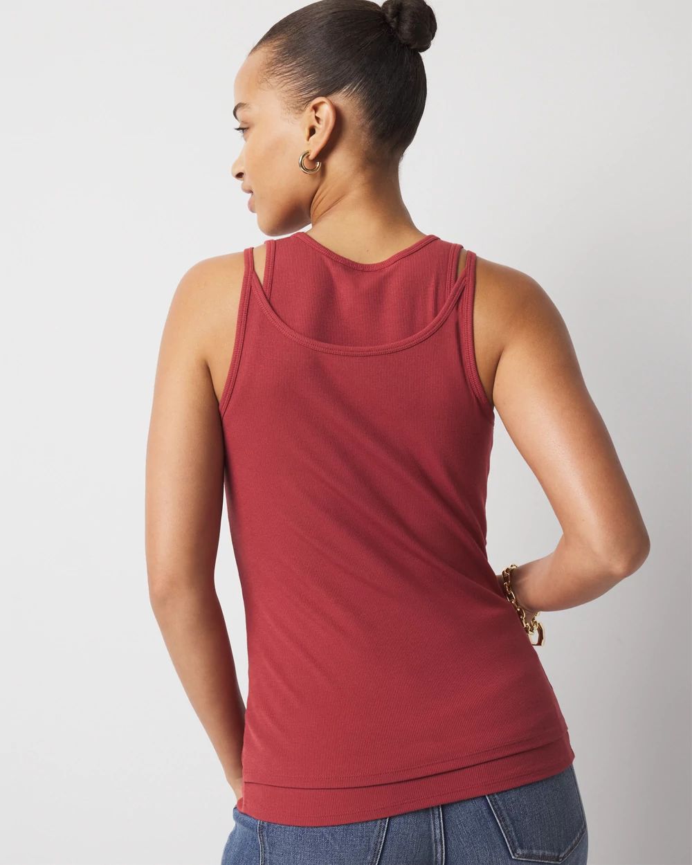 WHBM FORME™ Ribbed Stretch Layered Tank