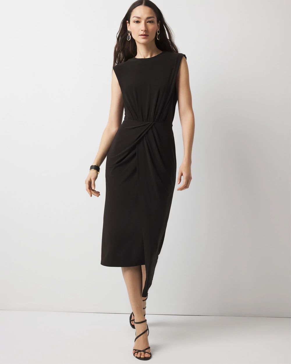 Asymmetric Draped Sheath Dress